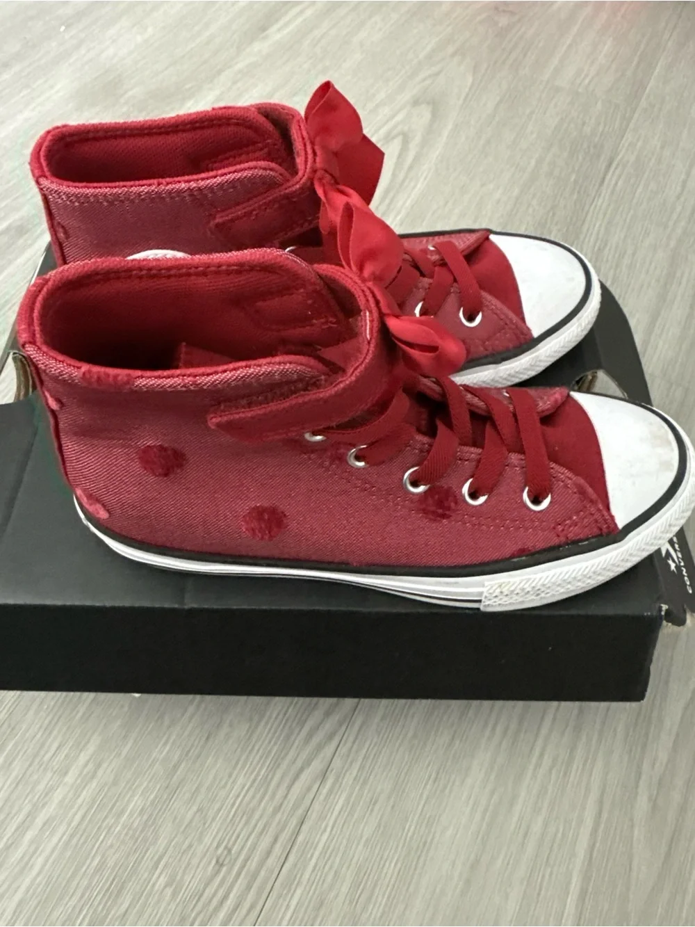 Converse Kids Red High-Top Canvas Sneakers with Polka Dot Detail